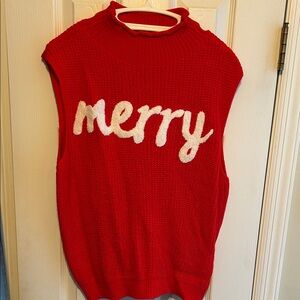 Red 'Merry' Sleeveless Sweater
